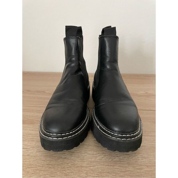 Dolce Vita Chelsea Boots Women 6.5 Black Leather Lug Sole Ankle‎ Pull On Chunky - Picture 4 of 7